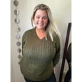thumbnail image 5 of CASSIE LIZ Plus Size Sweaters For womens 3X Knitted Oversized V Neck Green Pullover Tops Trendy Fall Winter Outfits Soft and Warm 3XL 22W 24W, 5 of 8