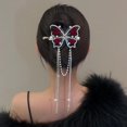 thumbnail image 4 of 2 horquillas elegantes con borlas, mariposas, rosas y perlas, con clip lateral antiguo que se moverá, pinzas de mariposa, horquillas decorativas de moda, 4 of 4