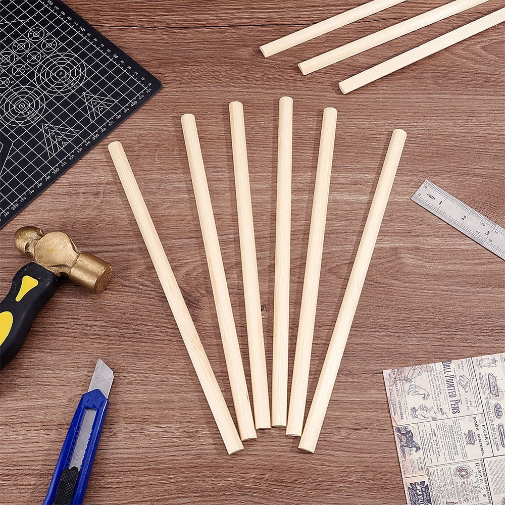 50 pc Wood Craft Sticks Half Round Dowel Rod for Braiding Tapestry Arch Beige 310x13x7mm