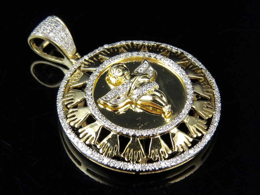 Mens 10K Yellow Gold Real Diamond Crown 