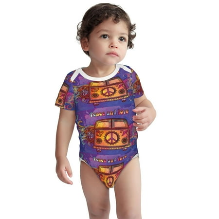

Fotbe Peace And Love Pattern Unisex-baby Short-sleeve Bodysuit Short Sleeve Bodysuits One-piece 100% Organic Cotton for Infant Baby Boys Unisex-3 Months
