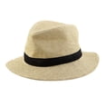 thumbnail image 1 of Men Summer Outdoor Straw Braided Wide Brim Western Style Beach Sunhat Cowboy Hat Light Beige, 1 of 3