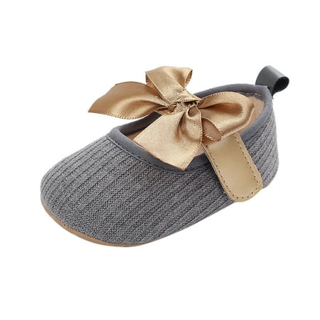 

Quealent Baby Girls Shoes Infant Dress Bowknot Princess Sneakers for First Walkers Grey 12 Months