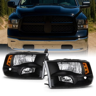 Quad Style Black Headlights Clear Corner Heads For 09-18 Ram