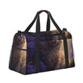 thumbnail image 2 of Disketp Purple Flower Lazy Cat Bolsa de Viaje Tipo Duffle, Bolso de Mano para Fin de Semana para Mujer, Bolsa de Gimnasio Ligera para Hombre, Esencial para Viajes, 2 of 7