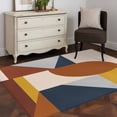 thumbnail image 4 of 2.7x5 Washable Area Rug, Art Decor Non-Slip Rectangle Rug for Bedroom Bedside, Mid-Century Modern Abstract Geometric Multi Color Indoor Floor Mat for Home Decor, 4 of 9