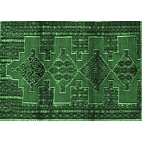 Ahgly Company Indoor Rectangle Persian Emerald Green Traditional Area Rugs, 5' x 7'