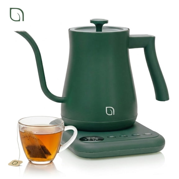 Willow Kitchen 1L Gooseneck Electric Kettle for Pour Over Coffee & Tea, Temperature Control & Automatic Shutoff, Rapid Boil Hot Water Kettle Pot, Green