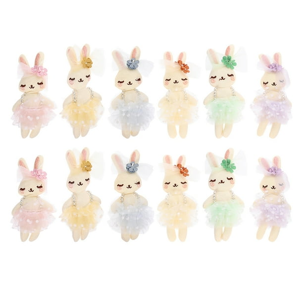 12 Uds. Adorable muñeco de conejito de juguete, conejito de peluche pequeño, juguete de peluche, artesanías de muñecos de conejo, adorno de conejo, juguetes de conejo