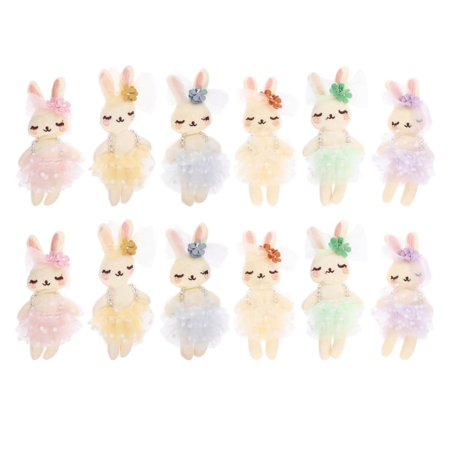 12 Uds. Adorable muñeco de conejito de juguete, conejito de peluche pequeño, juguete de peluche, artesanías de muñecos de conejo, adorno de conejo, juguetes de conejo