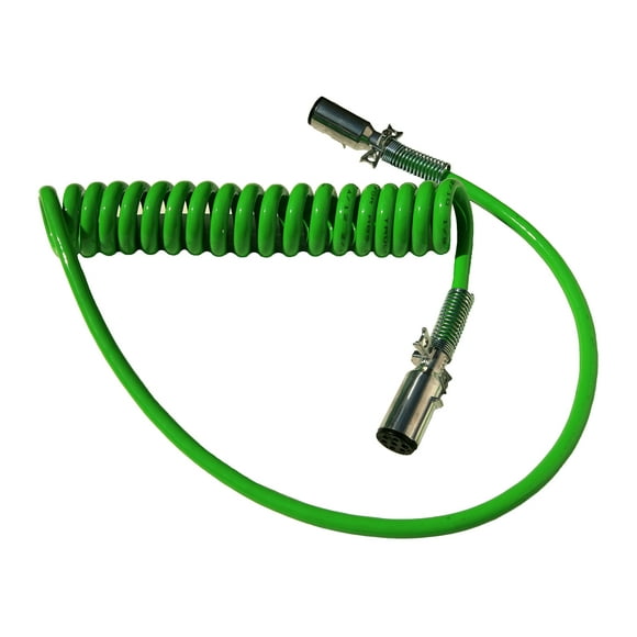 Road King Truck Parts Câble Électrique Enroulé pour Camion et Remorque 7 Voies ABS Vert, Longueur 15 Pieds; 1 X 12 & 1 X 40 Fils