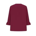 thumbnail image 4 of Gnshining Plus Size Sweatshirts for Women 3/4 Ruffled Sleeve V Neck Blouses Loose Fall Fashion Solid Color Casual Tunic Tops, 4 of 5