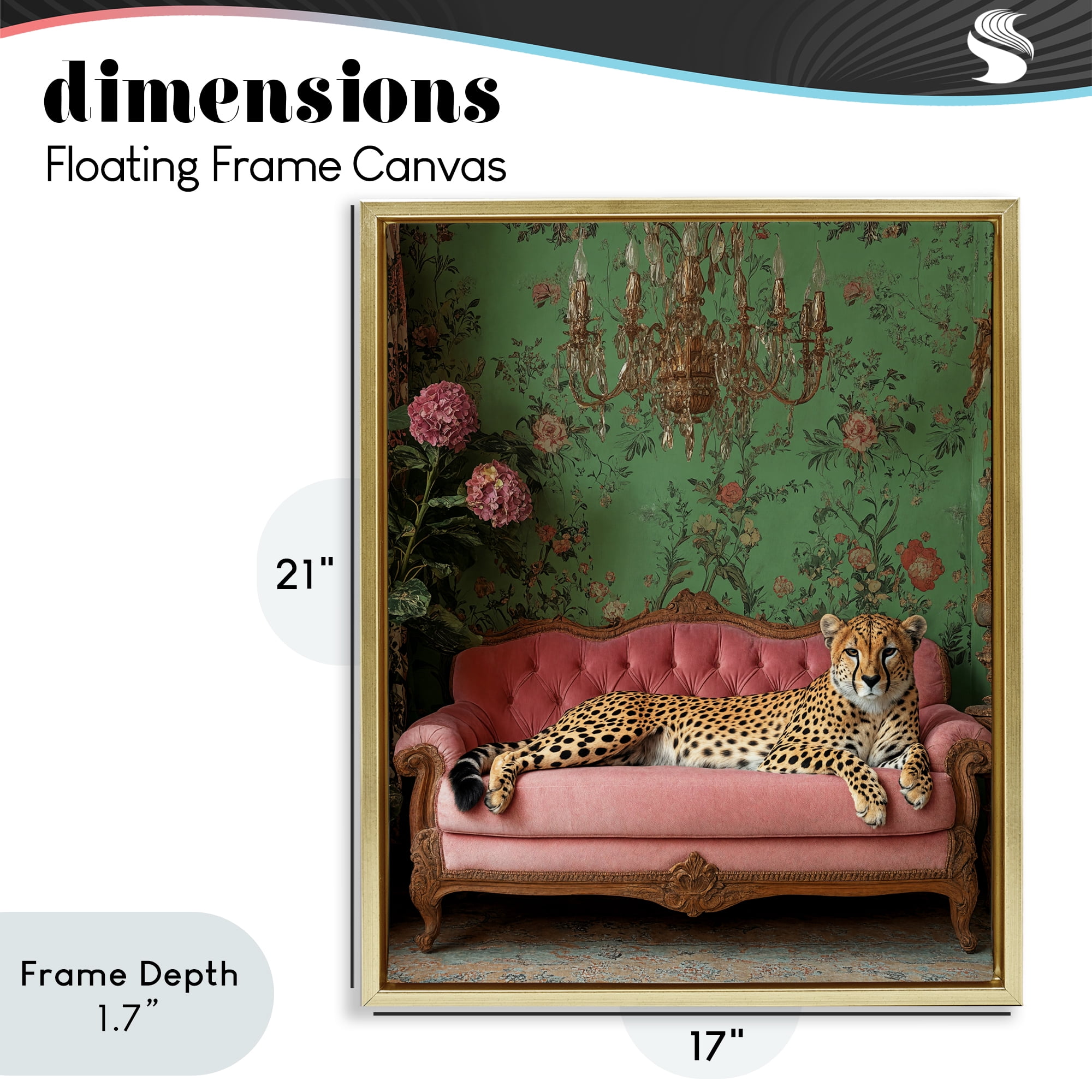 Stupell Industries Ornate Sophisticated Leopard Lounging Gold Framed Floater Canvas Wall Art, design by Scott Stulberg