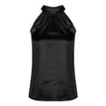 thumbnail image 4 of Weiqiqre Women Beach Fashion Summer Sleeveless Mock Neck Halter Tank Tops Tie Back Pleated Casual Keyhole Cami Blouse, 4 of 7