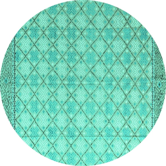 Ahgly Company Indoor Round Abstract Turquoise Blue Modern Area Rugs, 6' Round