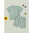 thumbnail image 6 of Kids Baby Toddler Girls Shorts Clothing Set, 6 12 18 24 Months 2T 3T 4T Short Sleeve Crew Neck Letters Print T-shirt with Shorts Summer Outfit, 6 of 9