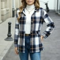 thumbnail image 2 of Aocisk Cardigan Épais à Carreaux Automne Hiver pour Femmes Tenue Décontractée Marine G, 2 of 5