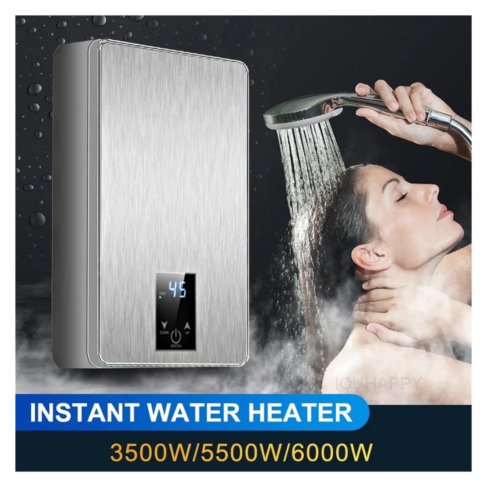 Instant Water Heater 6000W Electric Water Heaters Portable Electric Heaters For Bathroom Hot Water Shower Kitchen Heating ,Safety Protections