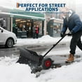 thumbnail image 4 of BeesClover Pelle Pousse-Neige de 29 Po de Large avec Roues, Pelle Pousse-Neige en Métal Robuste, Manche Ajustable, Lame Inclinée, Déneigement Efficace pour Chaussée, Entrée, 4 of 8