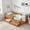 Orange + Boucle, variant on Twin Size Safe & Cozy Multi-Functional Bed with Guardrails and Storage, Bed with Safety Step Stool, Boucle Fabric,Orange