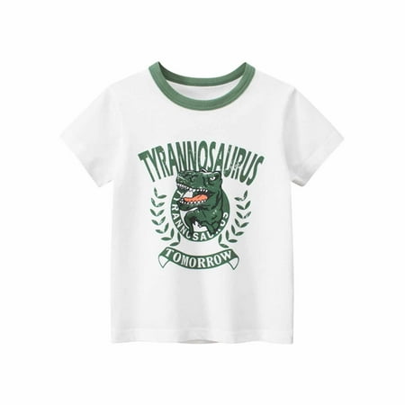 

Jsezml Summer Casual T Shirts Baby Boy Short Sleeve Cute Cartoon Dinosaur Tops Daily Playwear Size 1-9T