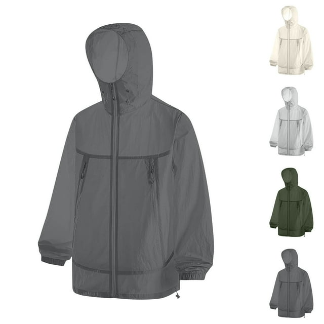 CFLVAEK Manteau de Pluie Léger pour Femmes Imperméable avec Capuchon Respirant à Fermeture Éclair Manteaux d'Extérieur Protection Solaire Manteau de Randonnée avec Poches Vert P