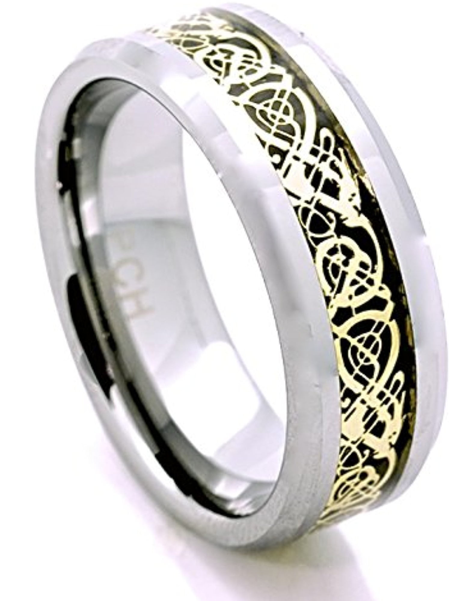 Celtic Men's Tungsten Ring Golden Dragon Wedding Band 8MM (10.5 ...