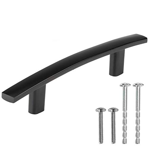 Black Kitchen Handles 3 Inch Hole Center Curved Bar Pulls