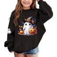 thumbnail image 5 of dazeni Funny Ghost Pumpkin Pattern Sweatshirts for Kids Girls Oversized Crewneck Sweatshirt Loose Casual Long Sleeve Tunic Pullover Black 2-3 Years, 5 of 7