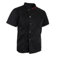 thumbnail image 4 of Sólido Manga Corta Chaquetas Uniforme Servicio de Alimentos para Mujeres Hombres , Negro, 2XL Salvador Uniforme de chaqueta de chef, 4 of 5