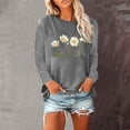 thumbnail image 2 of Women Crewneck Daisy Print Long Sleeve Sweatshirt Cotton Graphic Tops Casual Loose Fit Pullover Shirts for Fall Winter, 2 of 4