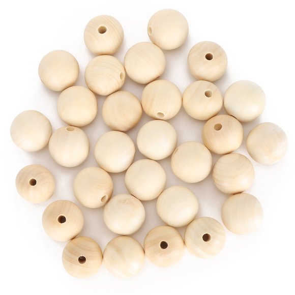 Perles en Bois, Perles Rondes 40mm 30Pcs Fabrication Fine Bijoux Faisant des Accessoires Trou Rond Perle Kit Facile à Stocker et à Transporter pour la Maison et un Usage Professionnel