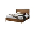 thumbnail image 3 of Bedroom Furniture 1pc Queen Size Bed Round Tapered Legs Panel Headboard Walnut Solidwood Mid-Century Modern Style, 3 of 6