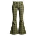 thumbnail image 6 of Resicozy Girls Plaid Flare Pants High Waist School Uniform Y2K Bell Bottoms Back to School Button Trousers with Pockets 5-15 Years Dark Green 160, 6 of 10