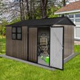 thumbnail image 3 of Outdoor Storage Shed 10x8 FT, Nordic Cottage Shed with Double Hinged Lockable Doors & Windows, Metal Garden House Shed for Patio Lawn Backyard Garden, 3 of 6