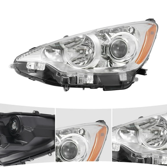 Halogen Headlight Assembly for Toyota Prius C 2012 2013 2014 Front Head Lamps Black Housing Replacement 81150-52E80 8115052E81 (Left Driver Side)