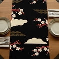 thumbnail image 5 of Table Runners 72 Inches Long Dress Scarves, Japanese Style Farmhouse Kitchen/Dining Table Runner, Coffee Tablerunners, Modern Cranes Cherry Flower Wave Red Brown 18x72 Inch, 5 of 9