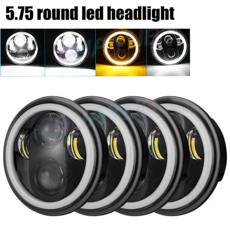 4PCS 5 3/4" 5.75 Projector LED Headlights Sealed Beam Ring Head Lamp Bulbs