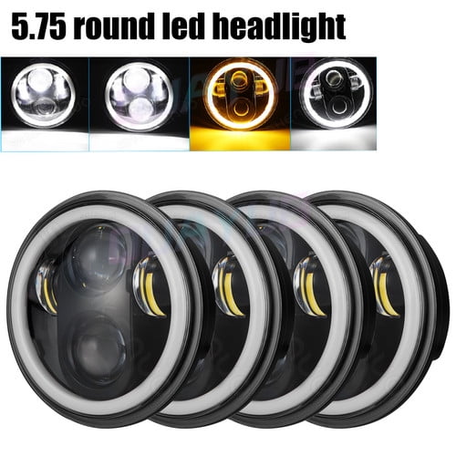 4PCS 5 3/4" 5.75 Projector LED Headlights Sealed Beam Ring Head Lamp Bulbs