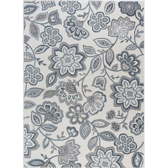 Tayse Madison Area Rug MDN3417 Transitional Cream Petals Vines 7' 6" x 9' 10" Rectangle
