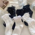 thumbnail image 1 of Calcetines de encaje con lazo blanco sencillo para niños, calcetines de longitud media, calcetines finos de verano de estilo japonés dulce Lolita con encaje jk, 1 of 5
