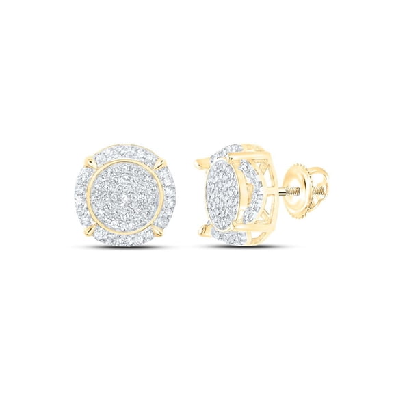 10K Yellow Gold Diamond Unisex 4 Prong 10mm Cluster Round Stud Earrings 1/2 CT