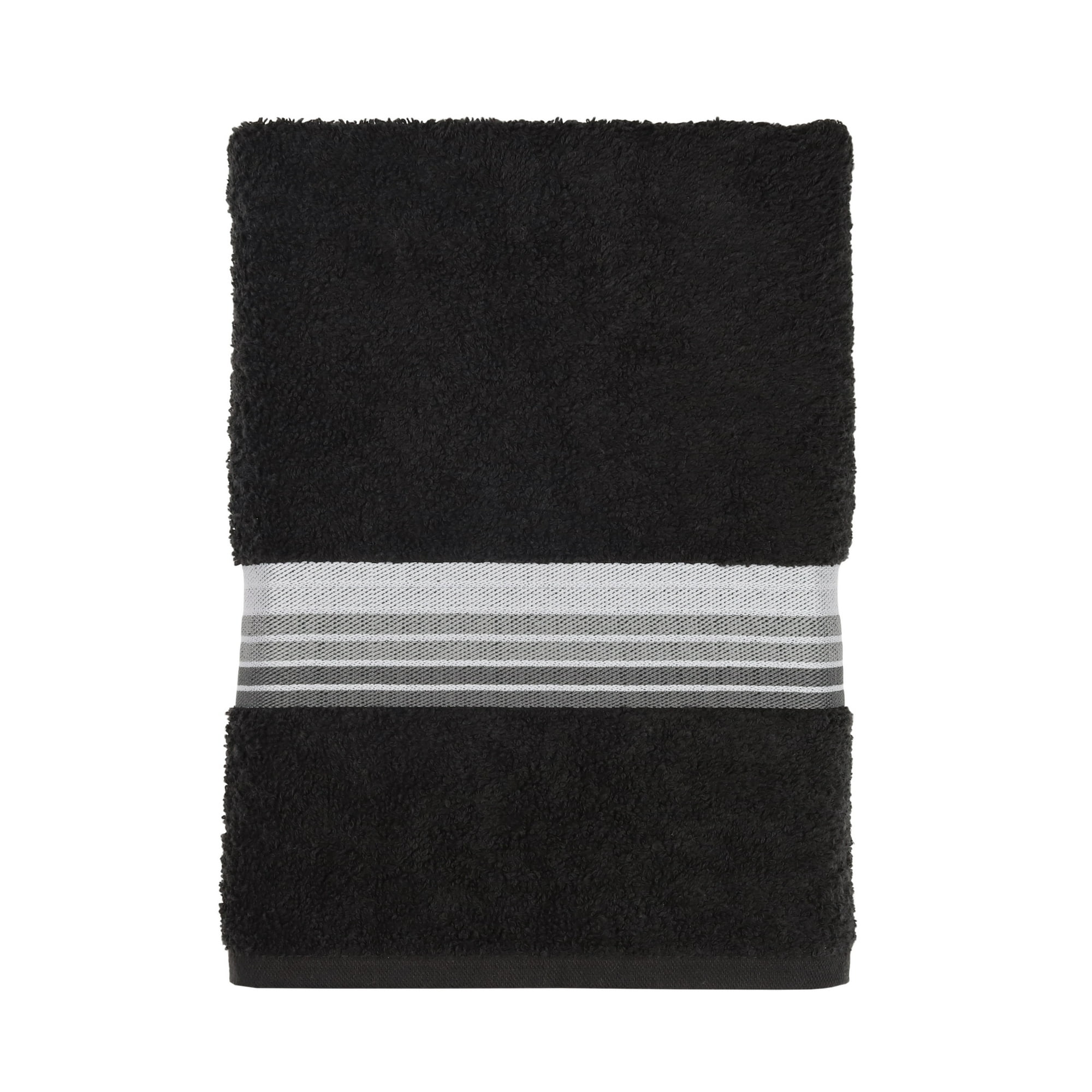 Mainstays Basic Bath Towel, 100% Cotton, Black, 27 in x 52 in