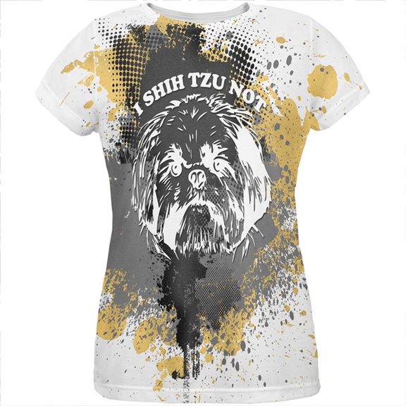 I Shih Tzu Not Funny Splatter Grunge All Over Womens T Shirt Multi MD
