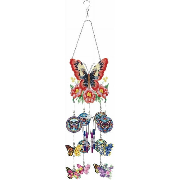 Momihoom DIY Diamond Art Wind Chime Kit, Floral Lantern Design Hanging Decor for Patio & Home