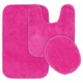 thumbnail image 2 of Gorgeous Home Linen 3pc Bathroom Soft Rug Set Large Rug , Contour Mat, and Toilet Lid Cover Rubber Backing Solid Color Hot Pink #6, 2 of 6