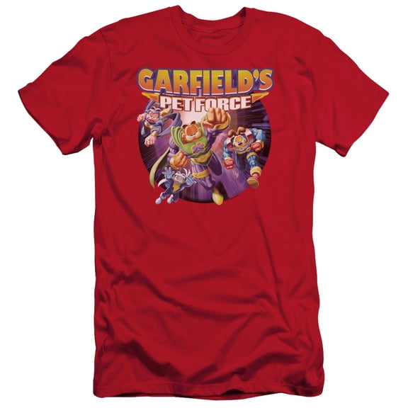 Garfield Pet Force Four S/S Adult 30/1 T-Shirt Red