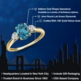 thumbnail image 2 of Gem Stone King 10K Yellow Gold London Blue Topaz and Lab Grown Diamond 3-Stone Ring for Women | 1.72 Cttw | Oval 8X6MM | Gemstone November Birthstone | Size 8, 2 of 6
