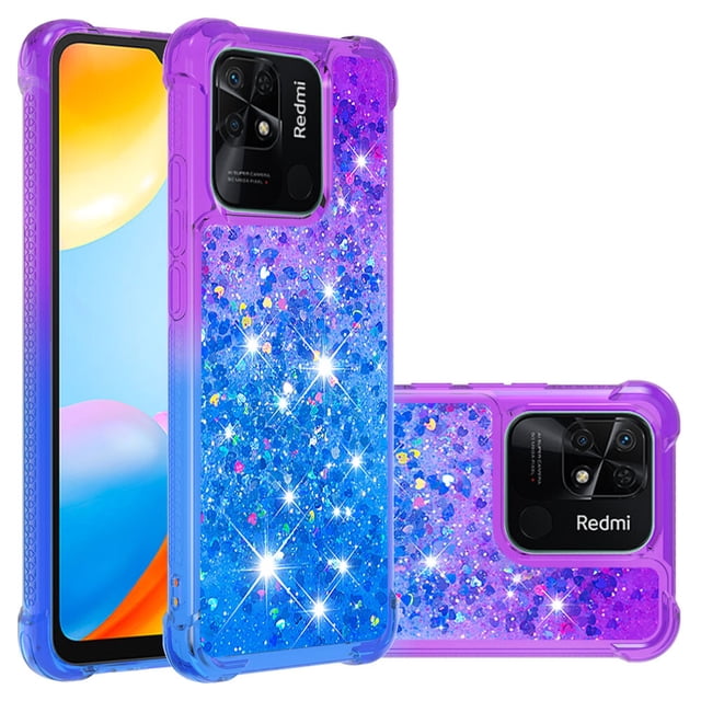 Funda para Xiaomi Redmi 10C Transparente con Brillos Carcasa Protectora Antigolpes con Glitter Brillante