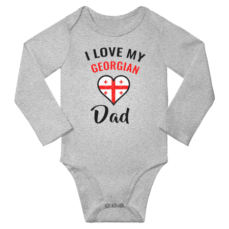 

I Love My Georgian Dad Baby Long Slevve Romper Bodysuit (Gray 6-12 Months)